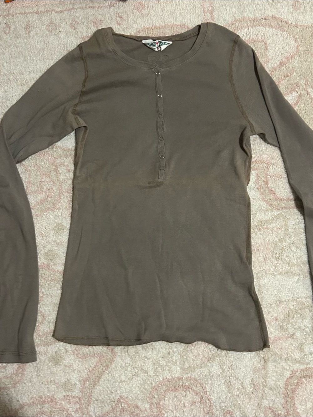 Women’s Hard Tail Long Sleeve Henley Top - Brown